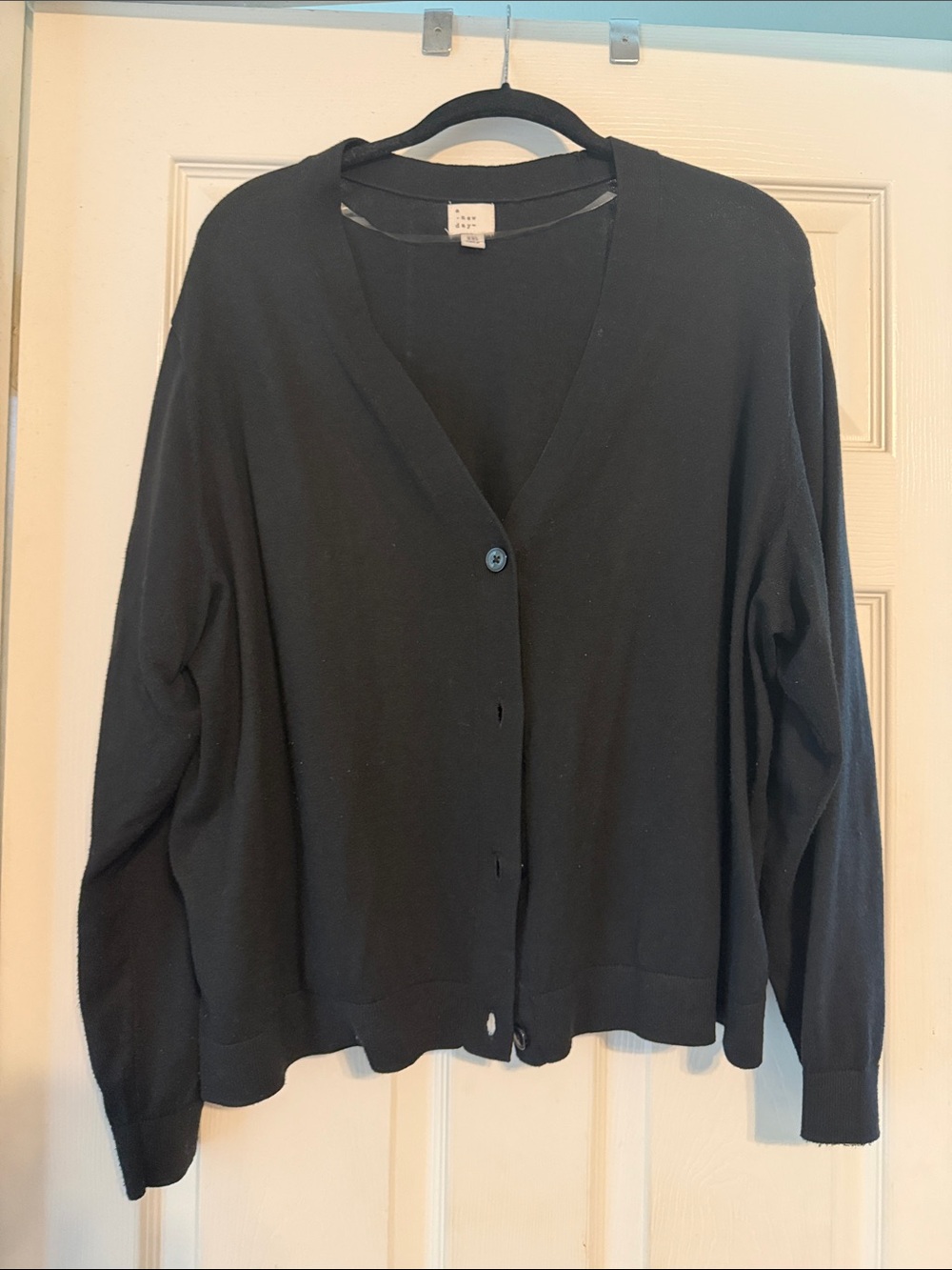 a new day Black V-Neck Button Front Cardigan